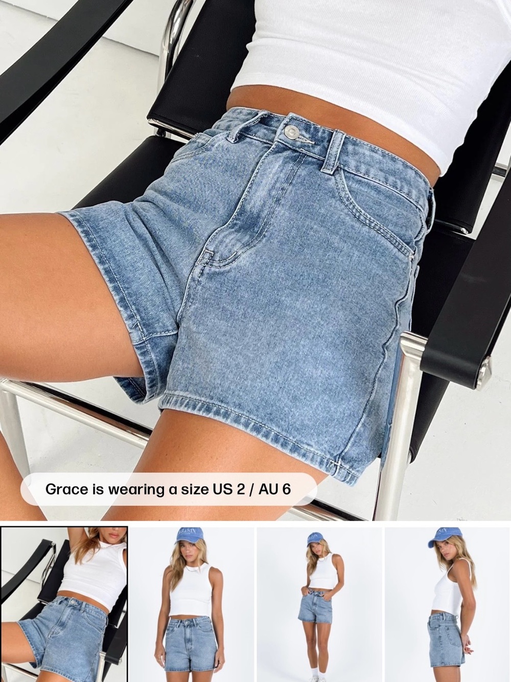 High-Rise Light Blue Denim Shorts - Classic Casual